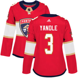 Women's Panthers #3 Keith Yandle Red Home Authentic Women's Stitched Hockey Jersey