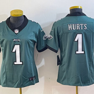 Women's Philadelphia Eagles #1 Jalen Hurts Green 2023 F.U.S.E. Vapor Untouchable Limited Stitched Football Jersey(Run Small)