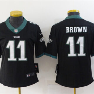 Women's Philadelphia Eagles #11 A. J. Brown Black Vapor Stitched Football Jersey(Run Small)