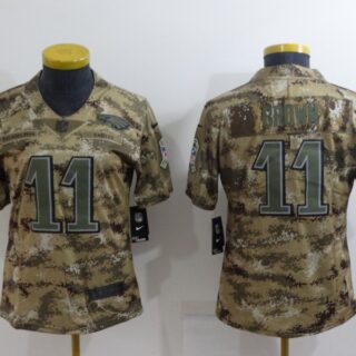 Women's Philadelphia Eagles #11 A. J. Brown Camo Salute To Service Limited Stitched Football Jersey(Run Small)