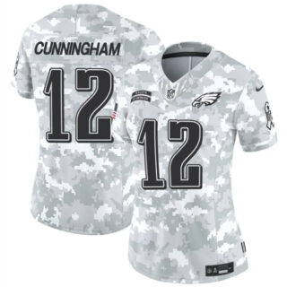 Women's Philadelphia Eagles #12 Randall Cunningham 2024 F.U.S.E Arctic Camo Salute To Service Limited Stitched Jersey(Run Small)