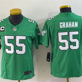Women's Philadelphia Eagles #55 Brandon Graham Green 2023 F.U.S.E. With C Patch Stitched Football Jersey(Run Small)