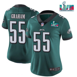 Women's Philadelphia Eagles #55 Brandon Graham Green Super Bowl LVII PatchVapor Untouchable Limited Stitched Football Jersey(Run Small)