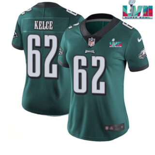 Women's Philadelphia Eagles #62 Jason Kelce Green Super Bowl LVII PatchVapor Untouchable Limited Stitched Football Jersey(Run Small)