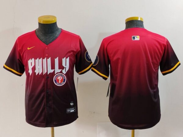 Women's Philadelphia Phillies Blank Red 2024 City Connect Limited Stitched Baseball Jerseys