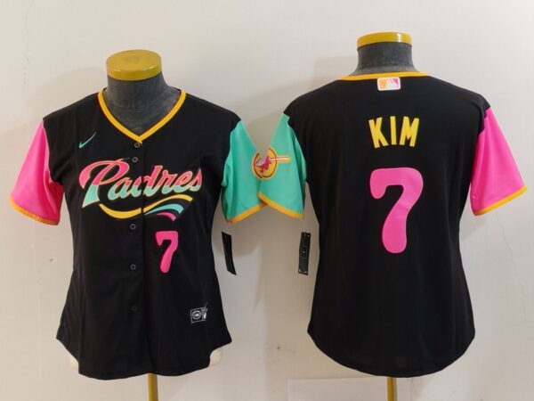 Women's San Diego Padres #7 Ha Seong Kim Black City Connect Stitched Baseball Jersey(Run Small)