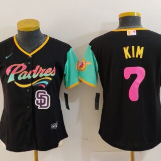 Women's San Diego Padres #7 Ha Seong Kim Black City Connect Stitched Baseball Jersey(Run Small)