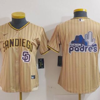 Women's San Diego Padres Tan Team Big Logo Stitched Baseball Jersey(Run Small)