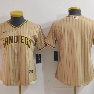 Women's San Diego Padres Tan Team Big Logo Stitched Baseball Jersey(Run Small)