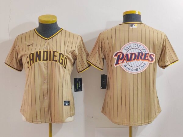 Women's San Diego Padres Tan Team Big Logo Stitched Baseball Jersey(Run Small)