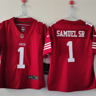 Women's San Francisco 49ers #1 Deebo Samuel Sr. Red F.U.S.E Vapor Untouchable Stitched Jersey(Run Small)