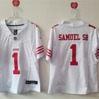 Women's San Francisco 49ers #1 Deebo Samuel Sr. White F.U.S.E Vapor Untouchable Stitched Jersey(Run Small)
