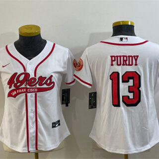 Women's San Francisco 49ers #13 Brock Purdy New White With Patch Cool Base Stitched Baseball Jersey(Run Small)