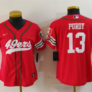 Women's San Francisco 49ers #13 Brock Purdy Red Mexico With Patch Cool Base Stitched Baseball Jersey(Run Small)
