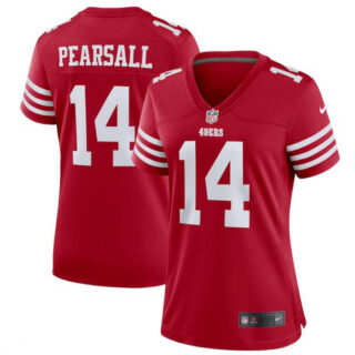 Women's San Francisco 49ers #14 Ricky Pearsall Red Stitched Jersey(Run Small)