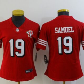 Women's San Francisco 49ers #19 Deebo Samuel Scarlet 75th Anniversary Stitched Jersey(Run Small)