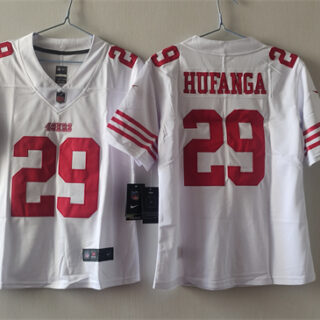 Women's San Francisco 49ers #29 Talanoa Hufanga White Vapor Stitched Jersey(Run Small)