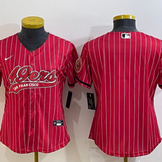 Women's San Francisco 49ers Blank Red With Patch Cool Base Stitched Baseball Jersey(Run Small)
