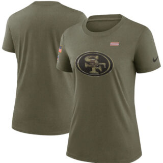 Women's San Francisco 49ers Olive 2021 Salute To Service T-Shirt (Run Small)