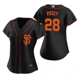 Women's San Francisco Giants #28 Buster Posey Black Cool Base Stitched Jersey(Run Smalluff09