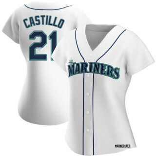 Women's Seattle Mariners #21 Luis Castillo Authentic White Alternate Jerseys
