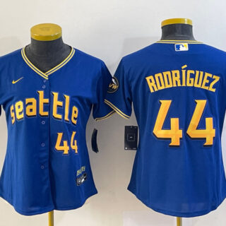 Women's Seattle Mariners #44 Julio Rodriguez Royal 2023 City Connect With Patch Stitched Baseball Jersey(Run Small)