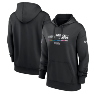 Women's Seattle Seahawks 2022 Black NFL Crucial Catch Therma Performance Pullover Hoodie(Run Small)