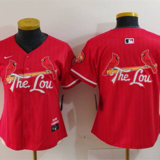 Women's St. Louis Cardinals Team Big Logo Red 2024 City Connect Limited Stitched Baseball Jersey(Run Small)