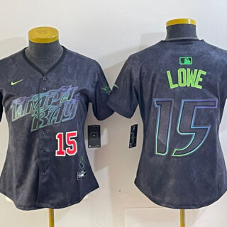 Women's Tampa Bay Rays #15 Josh Lowe Charcoal 2024 City Connect Limited Stitched Baseball Jersey(Run Small)