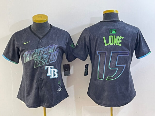 Women's Tampa Bay Rays #15 Josh Lowe Charcoal 2024 City Connect Limited Stitched Baseball Jersey(Run Small)