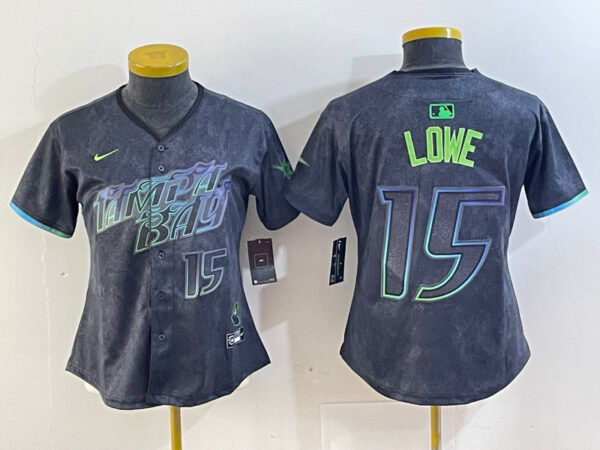 Women's Tampa Bay Rays #15 Josh Lowe Charcoal 2024 City Connect Limited Stitched Baseball Jersey(Run Small)