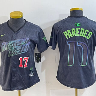 Women's Tampa Bay Rays #17 Isaac Paredes Charcoal 2024 City Connect Limited Stitched Baseball Jerseys