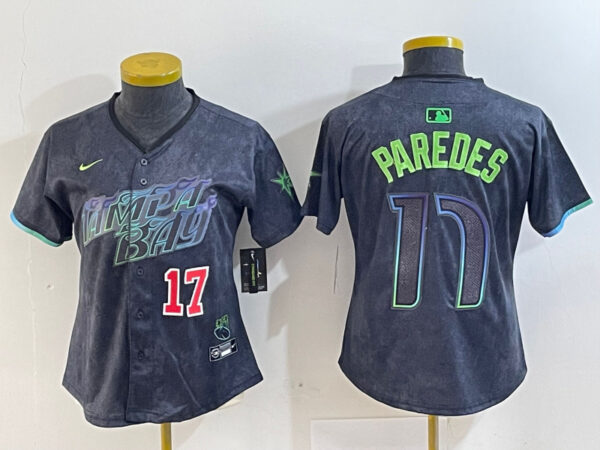 Women's Tampa Bay Rays #17 Isaac Paredes Charcoal 2024 City Connect Limited Stitched Baseball Jerseys