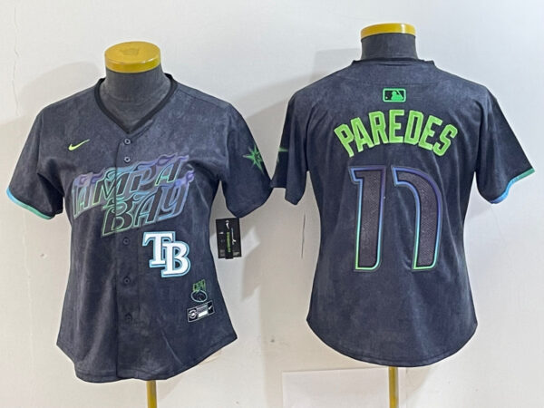 Women's Tampa Bay Rays #17 Isaac Paredes Charcoal 2024 City Connect Limited Stitched Baseball Jerseys