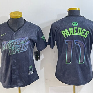 Women's Tampa Bay Rays #17 Isaac Paredes Charcoal 2024 City Connect Limited Stitched Baseball Jerseys