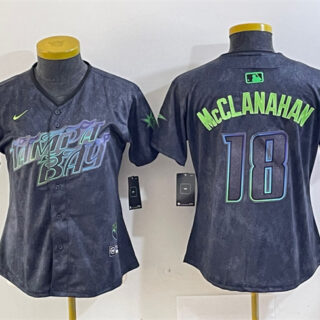 Women's Tampa Bay Rays #18 Shane McClanahan Charcoal 2024 City Connect Limited Stitched Baseball Jersey(Run Small)