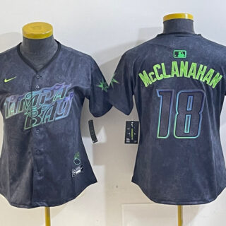 Women's Tampa Bay Rays #18 Shane McClanahan Charcoal 2024 City Connect Limited Jerseys
