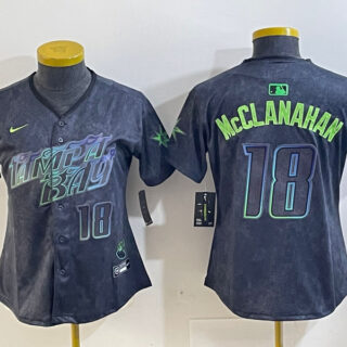Women's Tampa Bay Rays #18 Shane McClanahan Charcoal 2024 City Connect Limited Jerseys