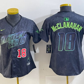 Women's Tampa Bay Rays #18 Shane McClanahan Charcoal 2024 City Connect Limited Jerseys