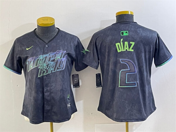 Women's Tampa Bay Rays #2 Yandy Díaz Charcoal 2024 City Connect Limited Stitched