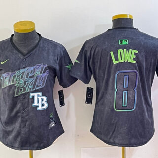 Women's Tampa Bay Rays #8 Brandon Lowe Charcoal 2024 City Connect Limited Stitched Baseball Jerseys