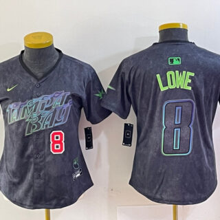 Women's Tampa Bay Rays #8 Brandon Lowe Charcoal 2024 City Connect Limited Stitched Baseball Jerseys