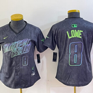 Women's Tampa Bay Rays #8 Brandon Lowe Charcoal 2024 City Connect Limited Stitched Baseball Jerseys