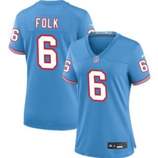 Women's Tennessee Titans #6 Nick Folk Light Blue Throwback Stitched Football Jersey(Run Small)