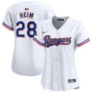 Women's Texas Rangers #28 Jonah Heim White 2024 Gold Collection Stitched Baseball Jersey(Run Small)