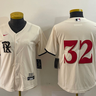 Women's Texas Rangers #32 Evan Carter Cream 2023 City Connect Stitched Baseball