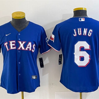 Women's Texas Rangers #6 Josh Jung Royal With Patch Stitched Baseball Jersey(Run Small)
