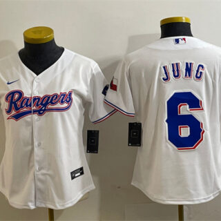 Women's Texas Rangers #6 Josh Jung White With Patch Stitched Baseball Jersey(Run Small)