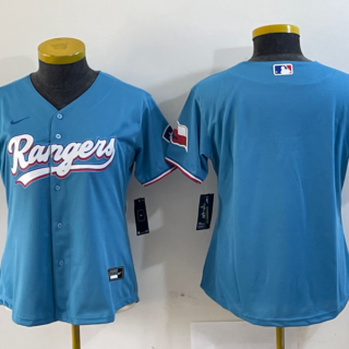 Women's Texas Rangers Blank Blue With Patch Stitched Baseball Jersey(Run Small)