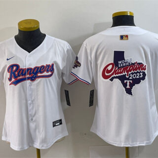 Women's Texas Rangers Team Big Logo White Gold Stitched Baseball Jersey(Run Small) 2